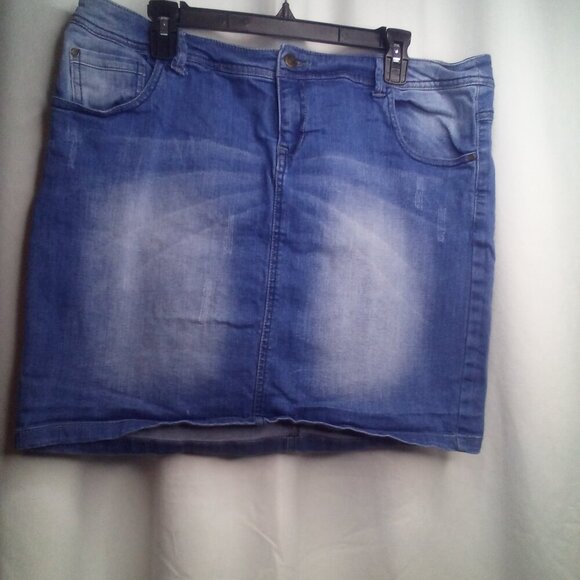 Promod Denim Skirt 16 Women Short Stretch Pockets Blue - Picture 15 of 16
